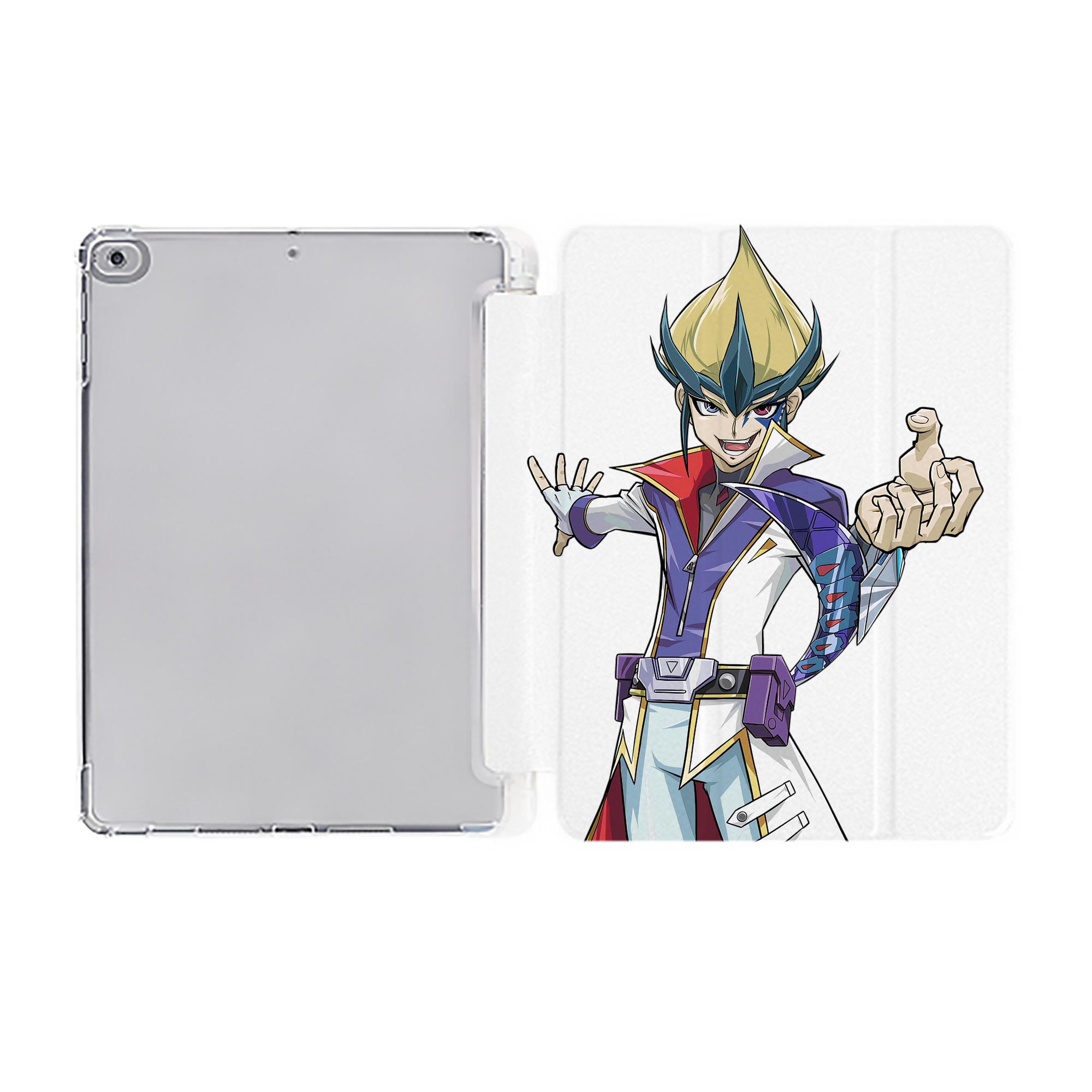 （画像用） 遊☆戯☆王 Yu-Gi-Oh! IPad ケース ペン収納付き 三つ折りスタンド PUレザー×シリコン 対応機種9.5/10.5/10.9インチ